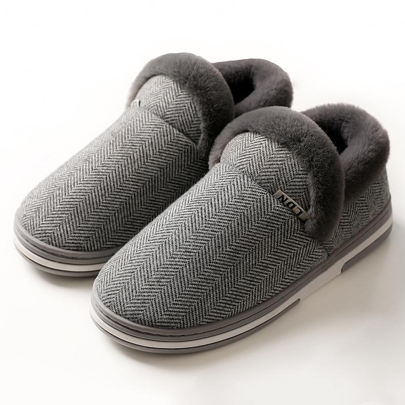 Модные хлопковые тапочки женские осенние и зимние домашние теплые плюшевые тапочки на толстой подошве мужские теплые хлопковые тапочки для дома