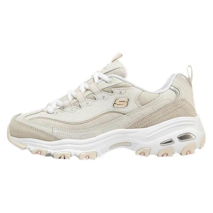 Skechers D'Lites 1.0 Textile, Leather Cushioning Abrasion Resistant Height Increasing 11936-NAT