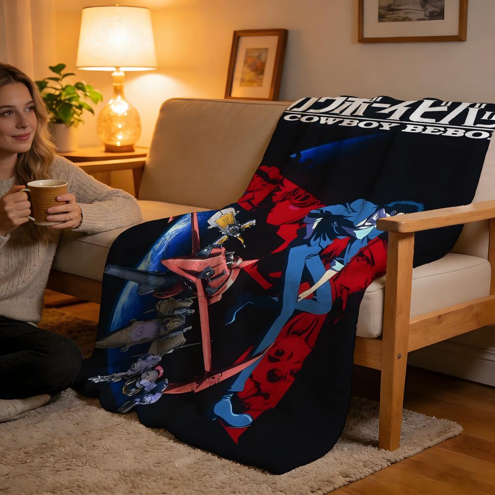 Throw High-Density Short Plush Blanket For Sofa Nap Air-Conditioned Room Soft Skin-Friendly Cowboy Bebop