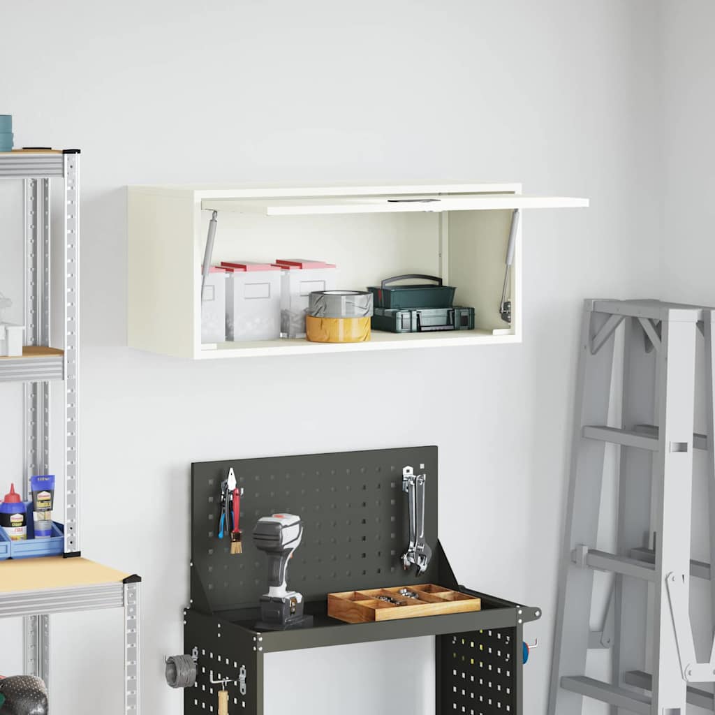 Wall Mounted Garage Cabinet with Gas Spring Door White