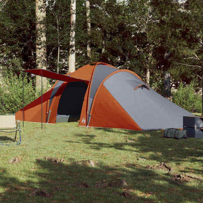 VidaXL Tente de Camping 6 Personnes, Tente d'Ombrage avec Sac de Transport, Auvent Portable avec Parois Latérales, Gris et 94345