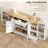 Sideboard Kitchen Cabinet with 4 Doors, Drawer, Adjustable Shelf, Door Shelves for Kitchen, Dining Room, 138x40x85cm, White