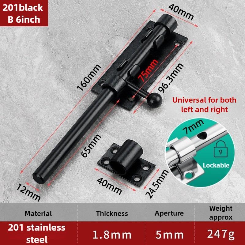 1PCS Stainless Steel Door Latch Solid Sliding Bolts Latch Home Hardware Gate Safety Toilet Door Lock