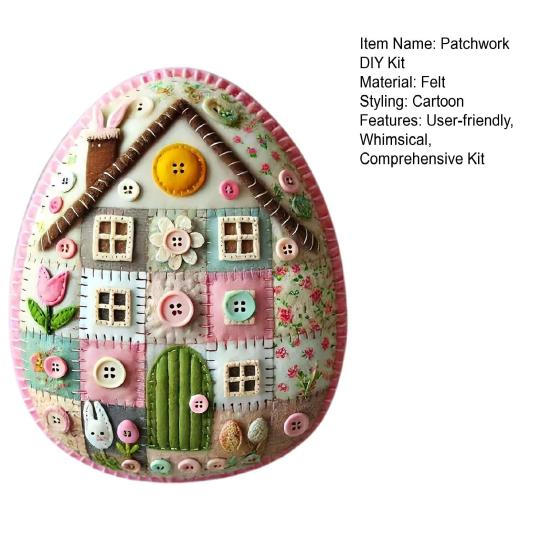Patchwork Egg House Kit DIY Patchwork Felt Egg House Craft Kit Easter Decor
