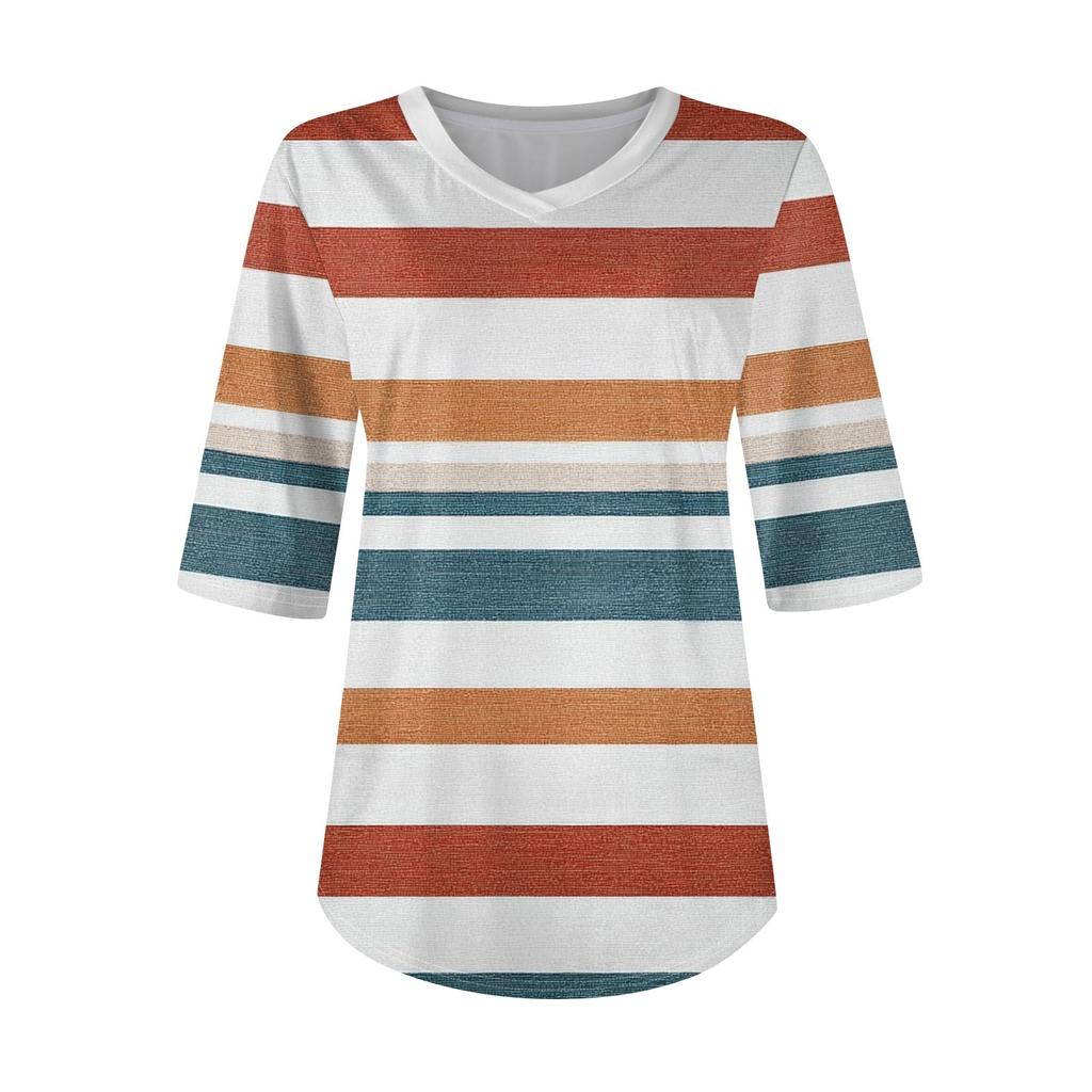 Shirts For Women Trendy V Neck T Shirts Casual Printed Blouse Half Sleeve Tops For Women