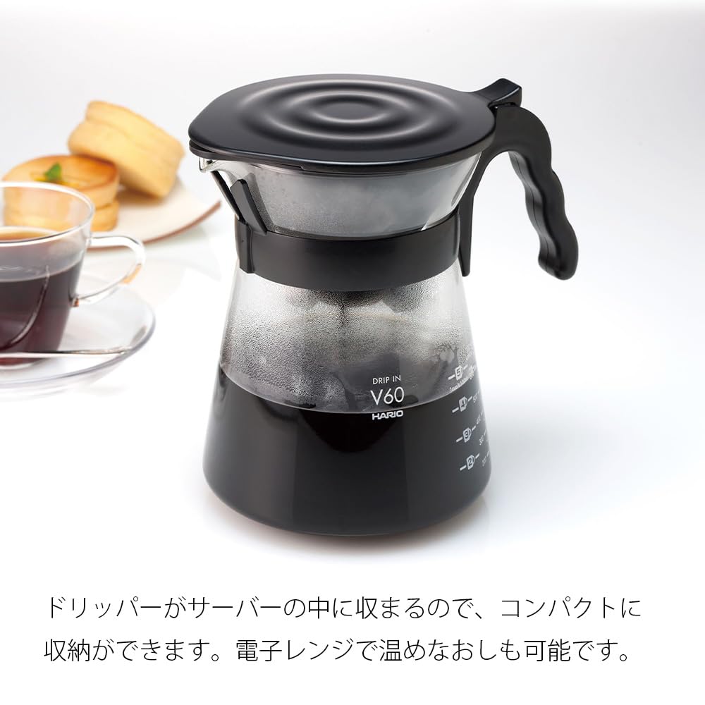 HARIO V60 Сервер-пуровер для кофе, Кофейник для ручного заваривания на 2 персоны, VDIR-02-B