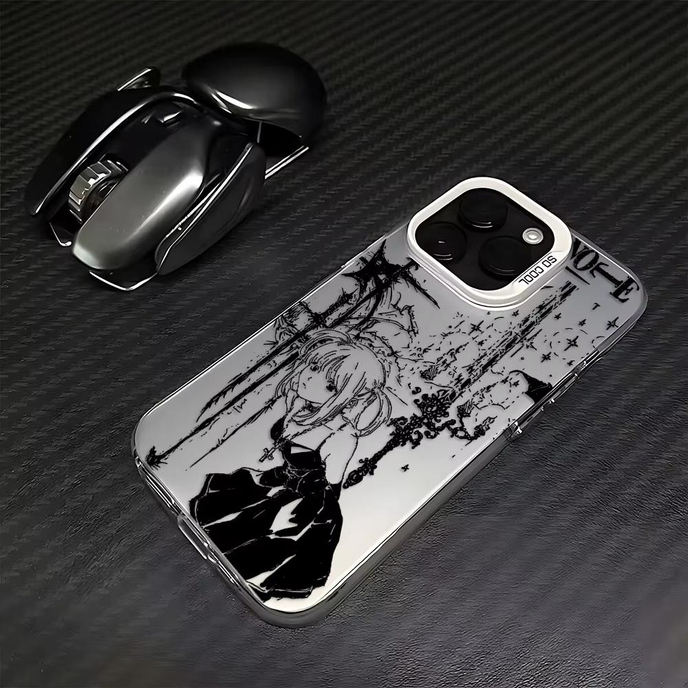 Роскошный Чехол Clmj Тетрадь Смерти Миса Для iPhone 17 Air 16e 15 14 13 12 11 Pro Max Plus Mini SE Противоударный Матовый Задний Чехол