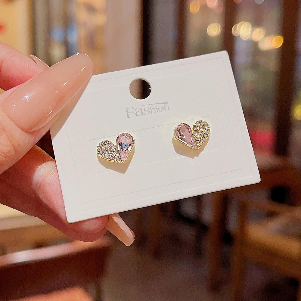 Love Earrings Simple Pink Earrings New Fashion Design Sense Earrings High Sense Online Celebrity Small Fresh Earrings.