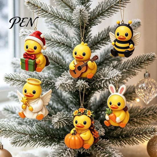 Рождественский обратный отсчет, ornaments, Утиный адвент-календарь, 24-дневная коробка с милыми акриловыми коллекционными фигурками для праздников, игрушка, 2D/3D для подвешивания на елку