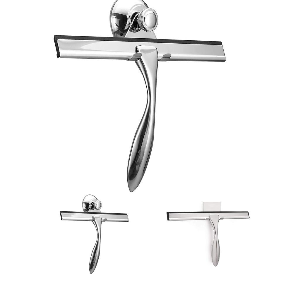 Shower Squeegee Shower Glass Squeegee With Hooks All-Purpose Stainless Steel Shower Squeegee For Glass Doors Window Car Glass