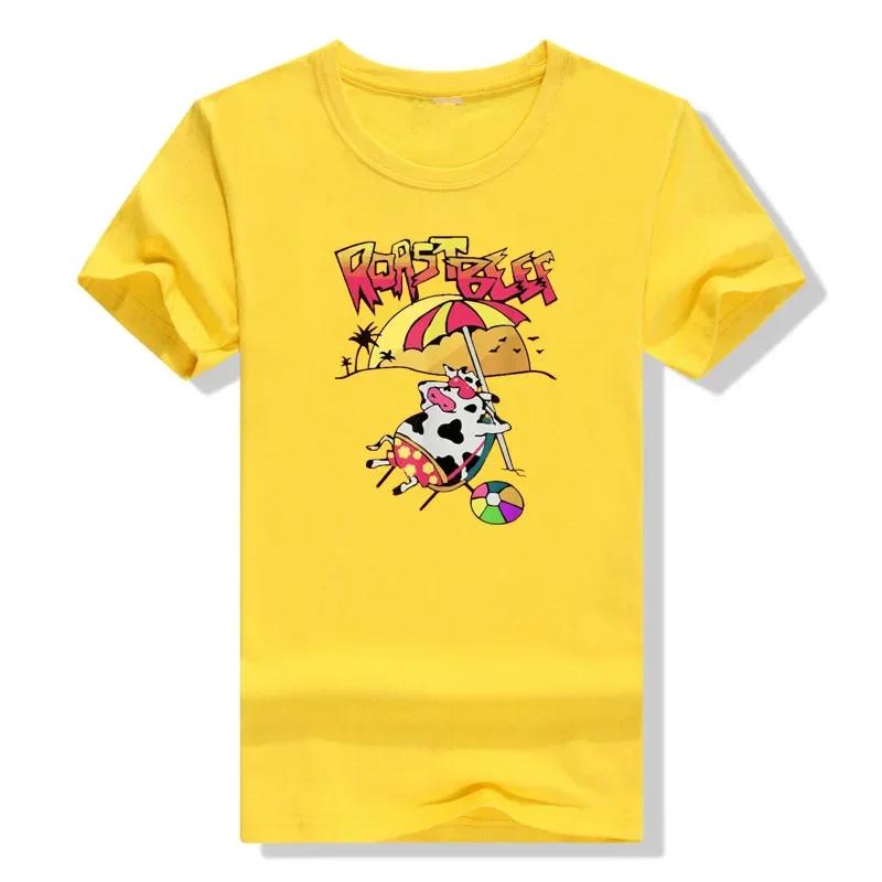 Funny BBQ Cartoon Cute Tee Streetwear Vacation Tops Party Clothes Stranger Dustin Love Roast Beef Beach Cow TV Parody TShirt