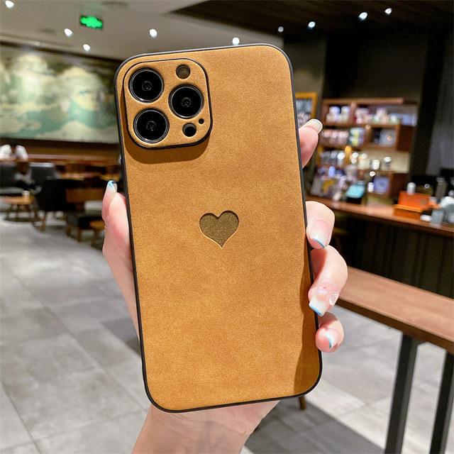 Телефон из кожи овчины Love Heart для Iphone 13 12 11 Pro Max Xs Max Xr Xs 13pro 11, мягкий силиконовый матовый противоударный чехол-бампер