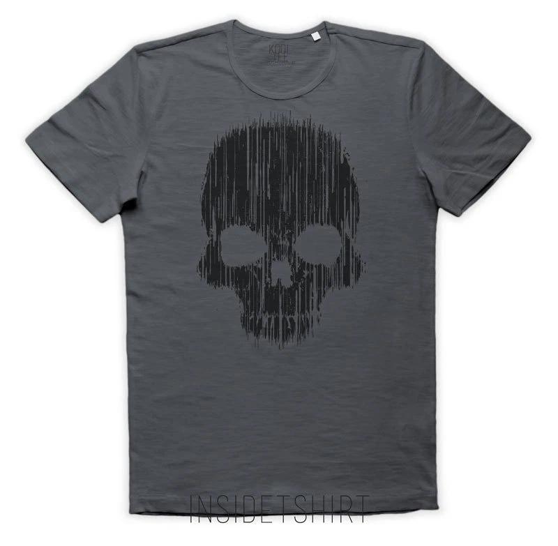 SCRATCHED SKULL T-SHIRT grunge jersey damaged lines skull toxic T-SHIRT MAN