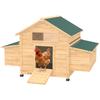 Wooden Chicken Coop for Outdoor Use with 2 Nests, Removable Tray, Perches, Waterproof Roof, 150x100x96.5 cm, Yellow