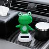 Bobble Head Green Frog Decoration Solar Powered Shaking Head Frog Car Dashboard Ornament Educational Cartoon Animal Toy