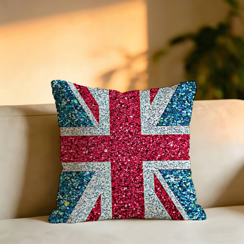 British Artistic Flag Square DoubleSided printed Pillow Case Bedroom Bedside Pillow Sofa Cushion Cover