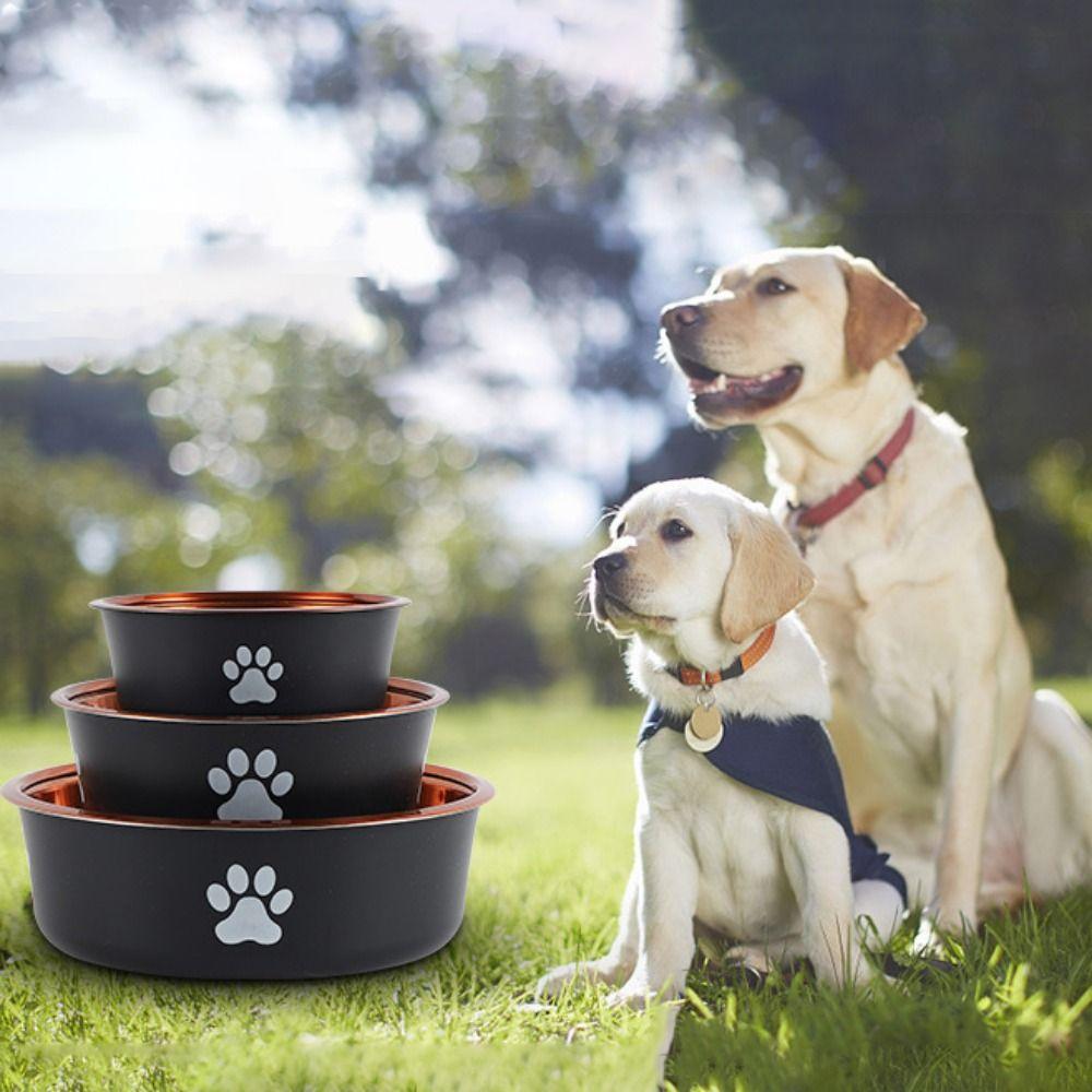 Large Capacity Dog Stainless Steel Food Bowl Cartoon Dog Feeding Basin  For Cats Puppy