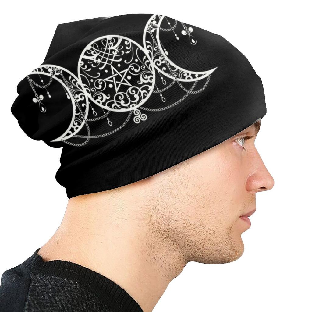 Тройная шапка Богини Луны, вязаная шапка, женская модная унисекс пентаграмма, языческая викканская зимняя теплая шапка Skullies, шапка для лыж