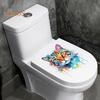Цветной рисунок наклейка на унитаз с котом, водонепроницаемая, съемная, самоклеящаяся, ПВХ, настенное искусство для гостиной, ванной комнаты, акварель, котенок, декоративная наклейка на крышку унитаза