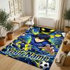 Personalized Crystal Velvet Carpet,Blue Lock Custom Printed Name, Plush Area Rug For Home Indoor Decor