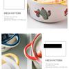 Multifunctional Kitchen Ceramic Bowl with Lid Exquisite Double-eared Noodle Ramen Salad Steamed Bowls High Appearance Tableware