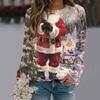 Winter Christmas Women Sweatshirt Santa Claus Graphic Print Pullover Blouse Tops Ladies Kawaii Sweatshirts Navidena