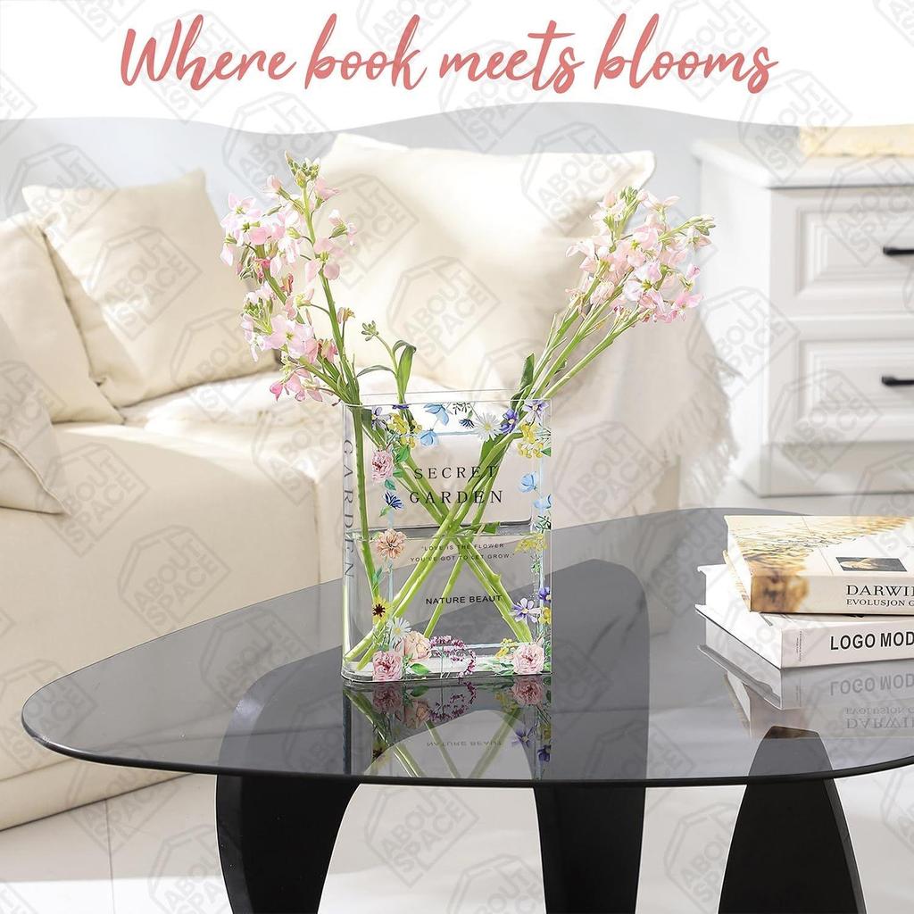 Последняя книга-ваза для гостиной - Акриловая ваза для водных растений - Прозрачная ваза для домашнего декора - Подоконник, настольный декор для дома