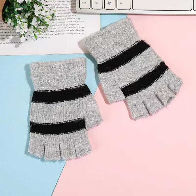 Мужские и женские зимние вязаные велосипедные перчатки с откидными пальцами - Теплые, Защищающие от холода, Плюшевые и Толстые.