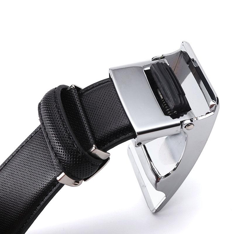 Ремень деловой мужской с автоматической пряжкой из цинкового сплава, кожаный ремень для платья, ремень из коровьей кожи