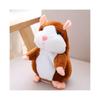 (Light Brown, 15CM) Cute Talking Hamster Mimicry Pet Plush Toy Kids Speak Talking Sound Record Toy