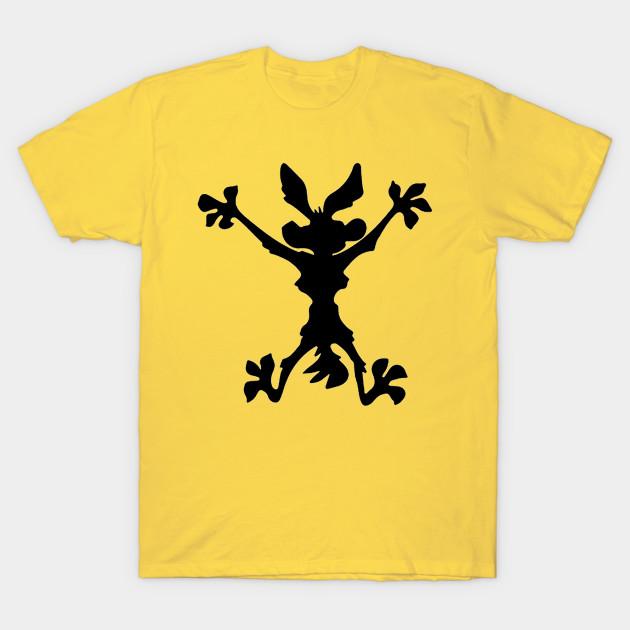 Asian Size Men Black Print T-shirt Wile E Yote Splat No-Cut Heat Transfer Print Cotton Tshirt