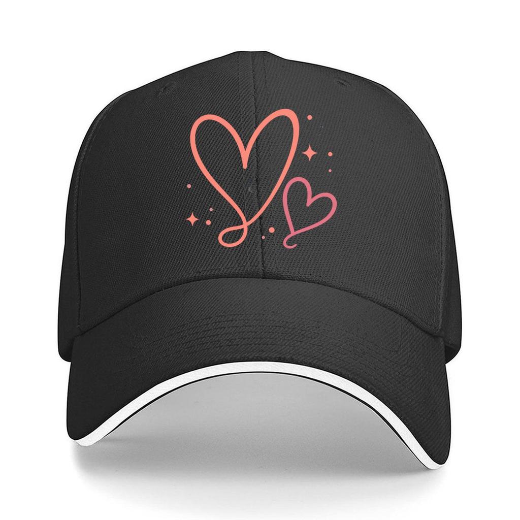 Playful Double Heart Line Art Sandwich Baseball Cap Sun Cap Outdoor Workouts Hat