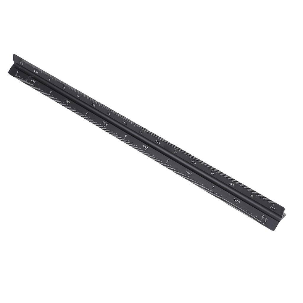 30cm Metric Triangular Engineer Scale Ruler Aluminum Architect Scale Ruler for Architects Students Draftsman Black