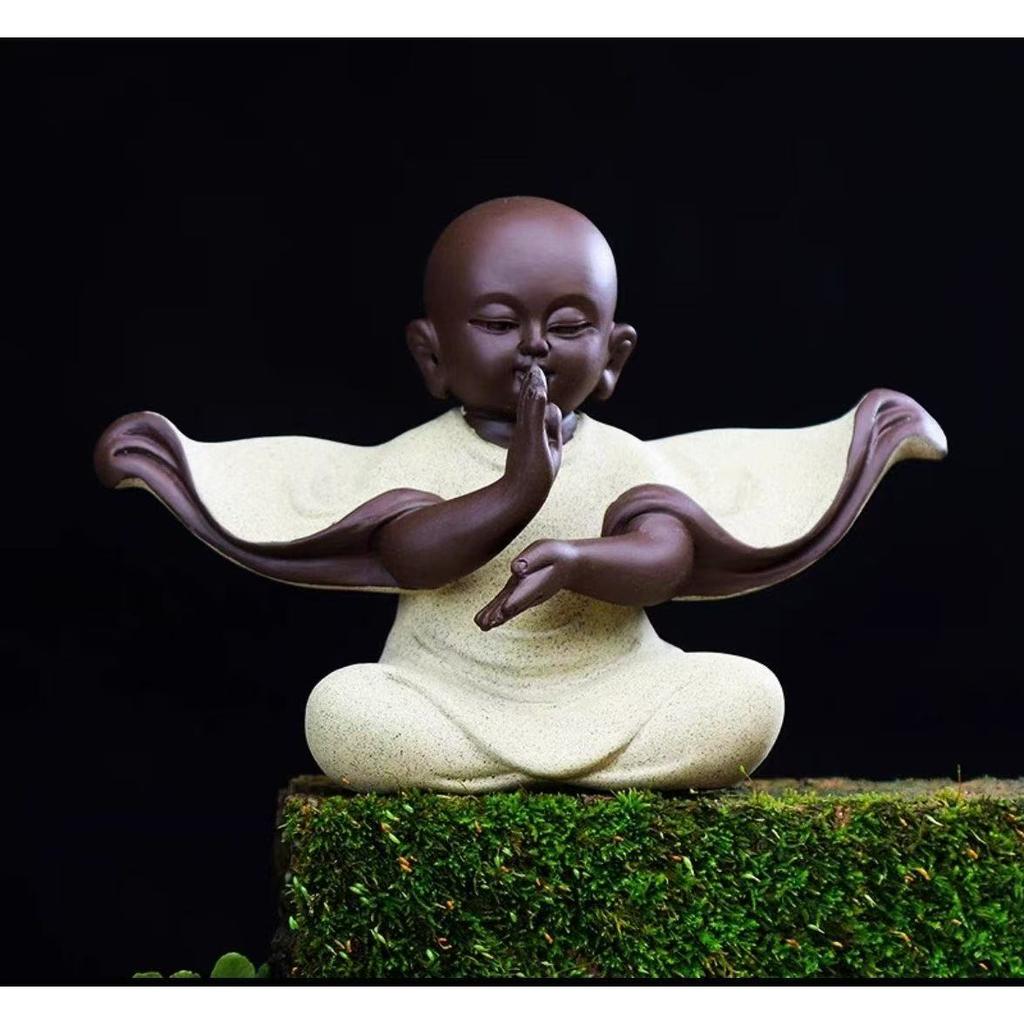 Керамическая фигурка монаха Дзен-буддийский декор Счастливый Будда Фигурка монаха для медитации для комнаты йоги Фэн-шуй Смеющийся Будда для офиса