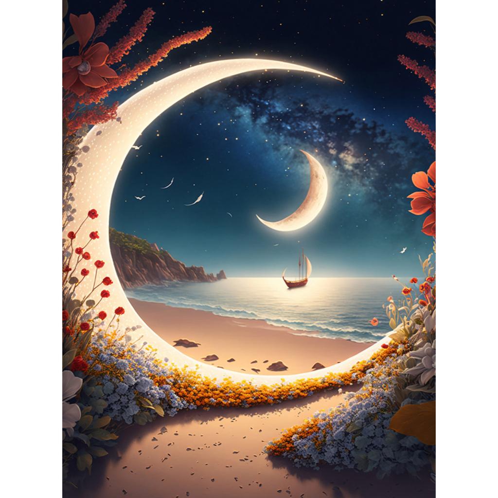 HuaCan алмазная живопись DIY комплект ночной пейзаж картина полная круглая дрель мозаика картины с луной вышивка домашний декор