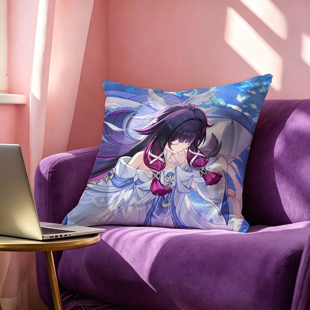 GGenshin Columbina Impact Square DoubleSided printed Pillow Case Bedroom Bedside Pillow Sofa Cushion Cover