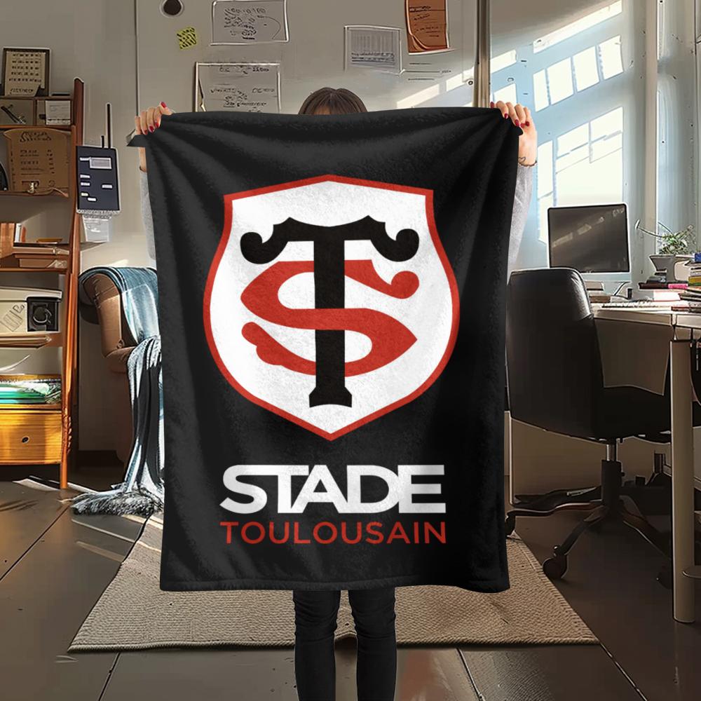 1PC Stade Toulousain Print Flannel Blanket, High quality Comfortable for All Seasons, Home Decor, Warmth and Comfort, Perfect for Christmas Gifts178