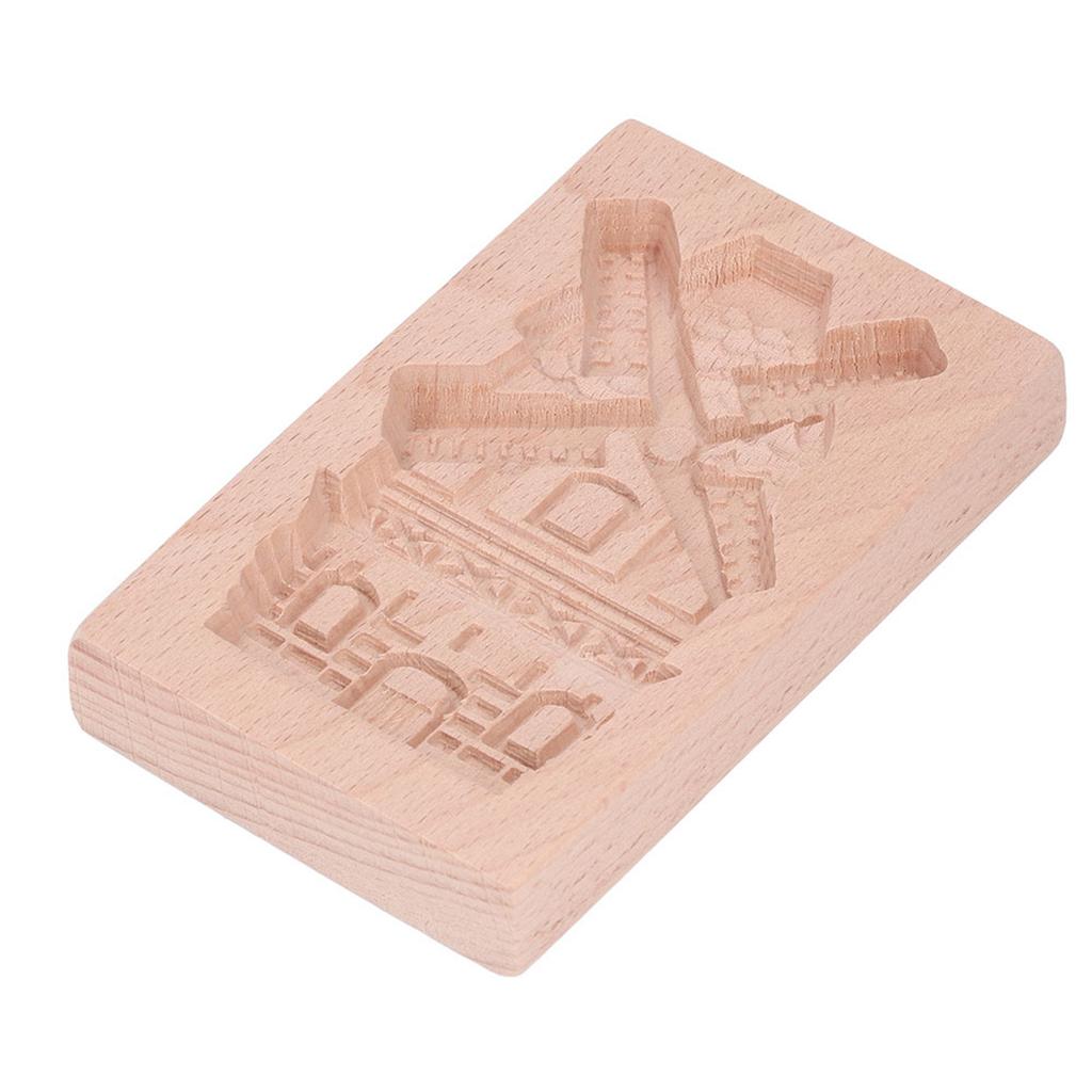 Wooden Cookie Mould Beechwood Reusable Washable Biscuit Press Stamp Mold for Kitchen Baking