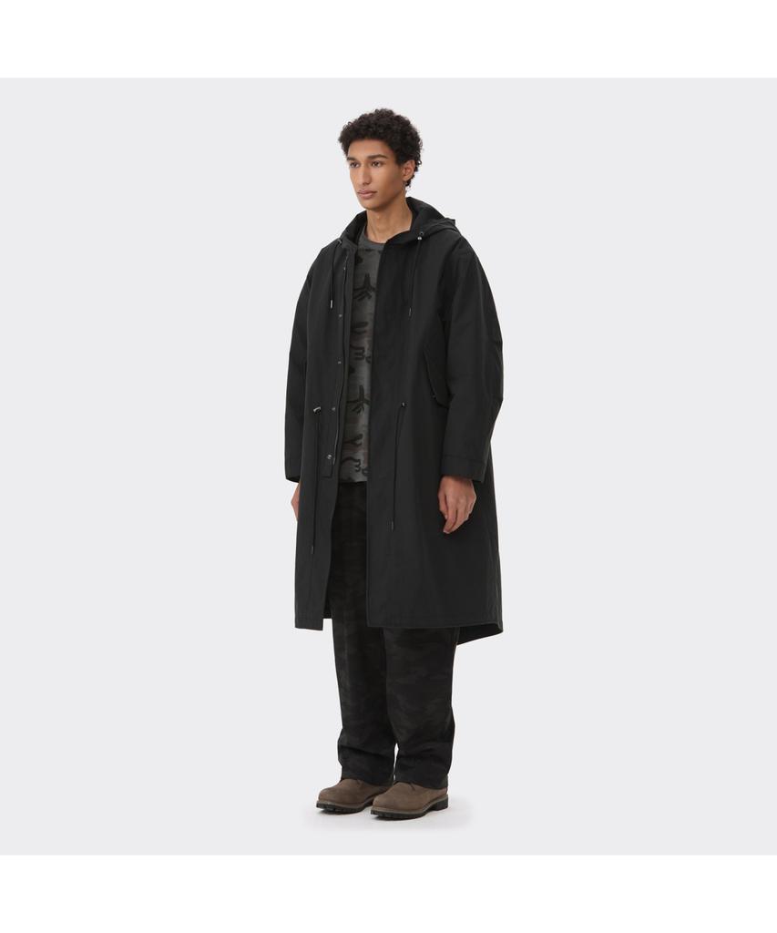 Customellow Black Detachable Fishtail Hood Coat Cwuas26111Bkx