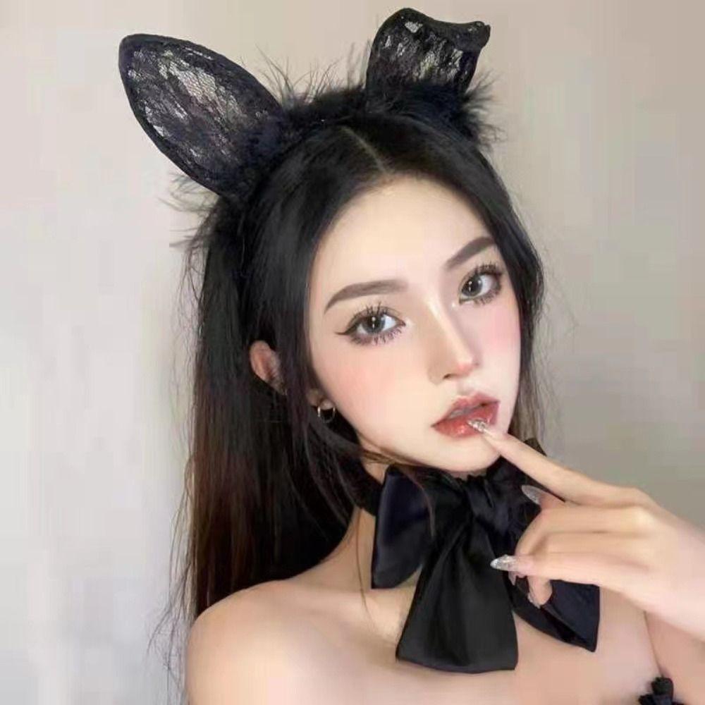 Head Bezel Cat EarsHairband Thin Hair Band Sweet Lace Headband Makeup
