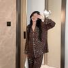 Autumn Luxury New Style Women's Ice Silk Two-piece Long-sleeved Trousers Home Wear Pajamas Sexy