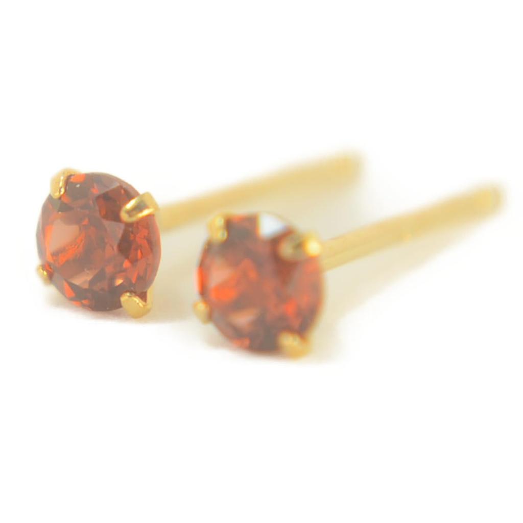 K18 Natural Garnet Earrings [Sold As a Pair for Both Ears] Garnet Earrings Yellow Gold Earrings K18 K18 K18YG K18yg 18k Yokomountain
