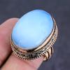 Natural Milky Opal Gemstone Handmade Copper Jewelry Ring Size 8.5 J2e58