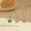 GEMCHIC Women's Layered Zircon Flower Pendant Necklace 18K Gold Plated Stainless Steel Choker for Party Daily Wear