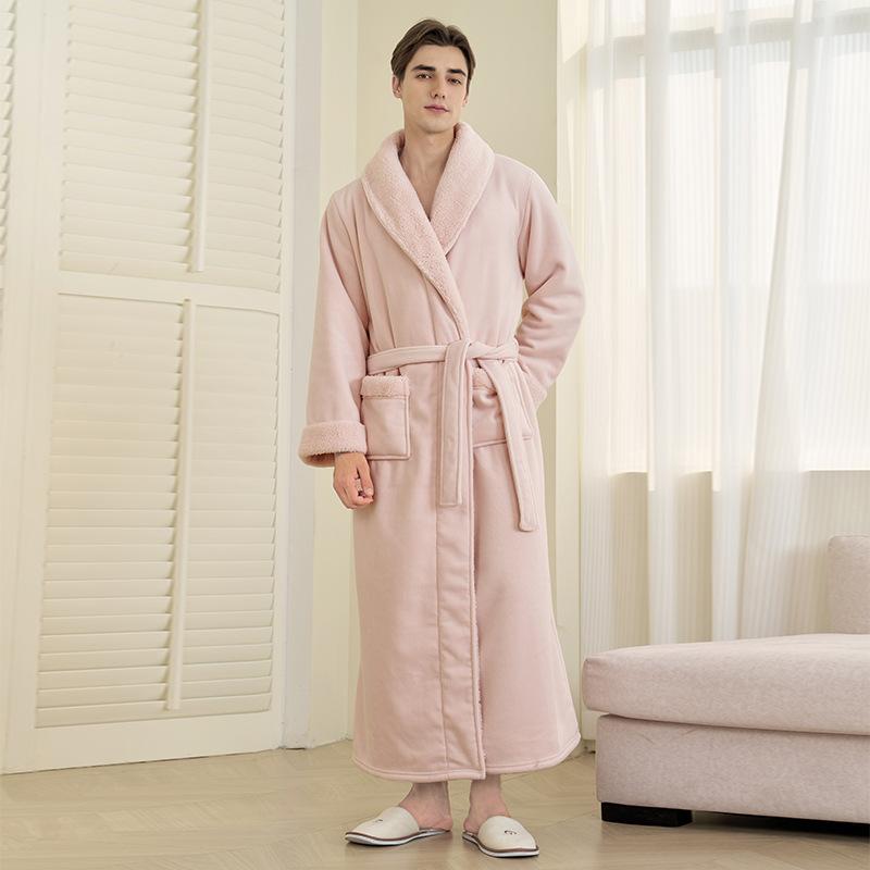 Мужские халаты с шалевым воротником полной длины, спа-халаты, мягкая домашняя одежда для сна, пальто с карманами, зимний теплый плюшевый флисовый халат, пушистые халаты с капюшоном для мужчин