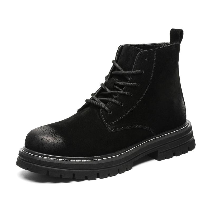 Мужские зимние бархатные ботинки Мартина на высокой платформе, в британском ретро-стиле, большие желтые ботинки, повседневные универсальные рабочие ботинки 6220-J