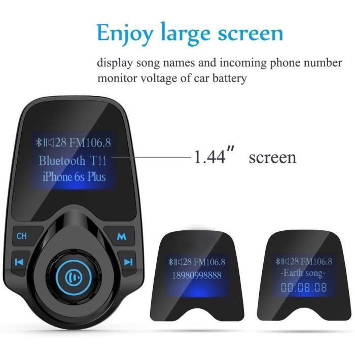 TRANSMETTEUR FM DE VOITURE Winnes Transmetteur FM, Bluetooth Transmetteur FM Radio Adaptateur Chargeur Voiture Allume-Cigare fre132