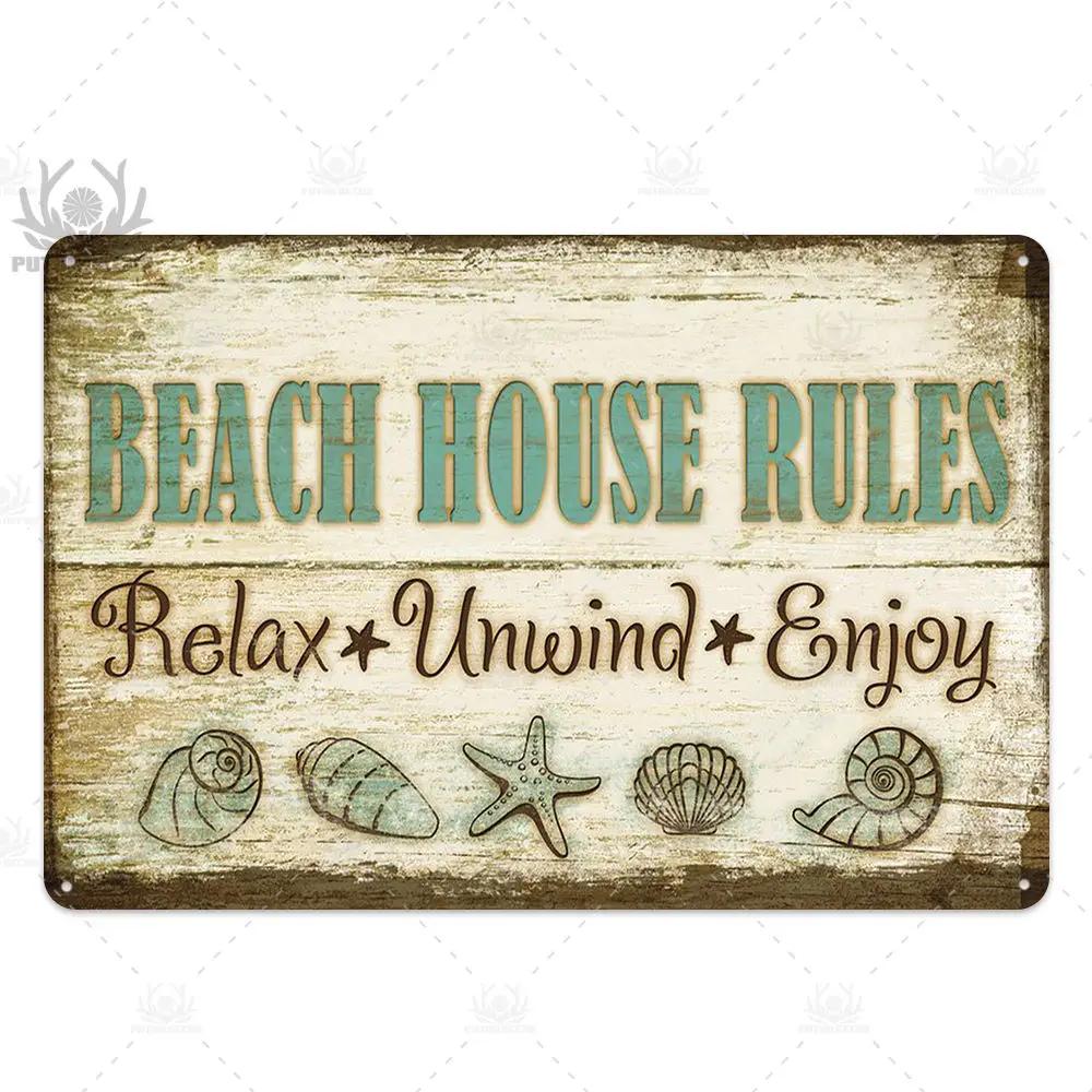 Beach Tin Sign Plaque Metal Vintage Summer Metal Wall Sign Beach Decor for Beach Bar Beach House Seaside Decorative Plate