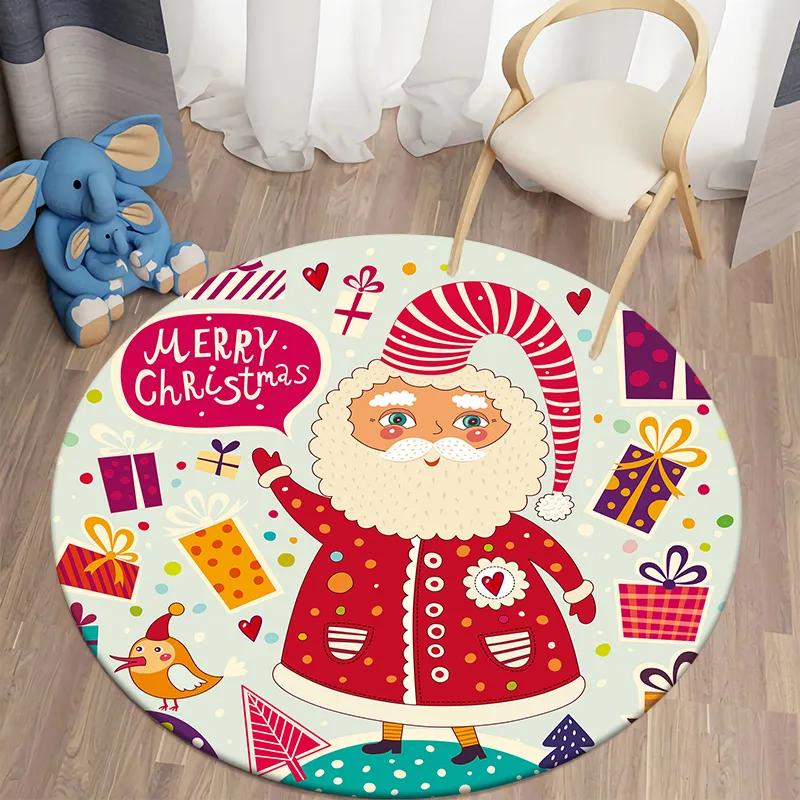 Санта-круглый ковер для дома, гостиной, спальни, коврик для кухни, ванной комнаты, коврик, милое украшение для детской комнаты