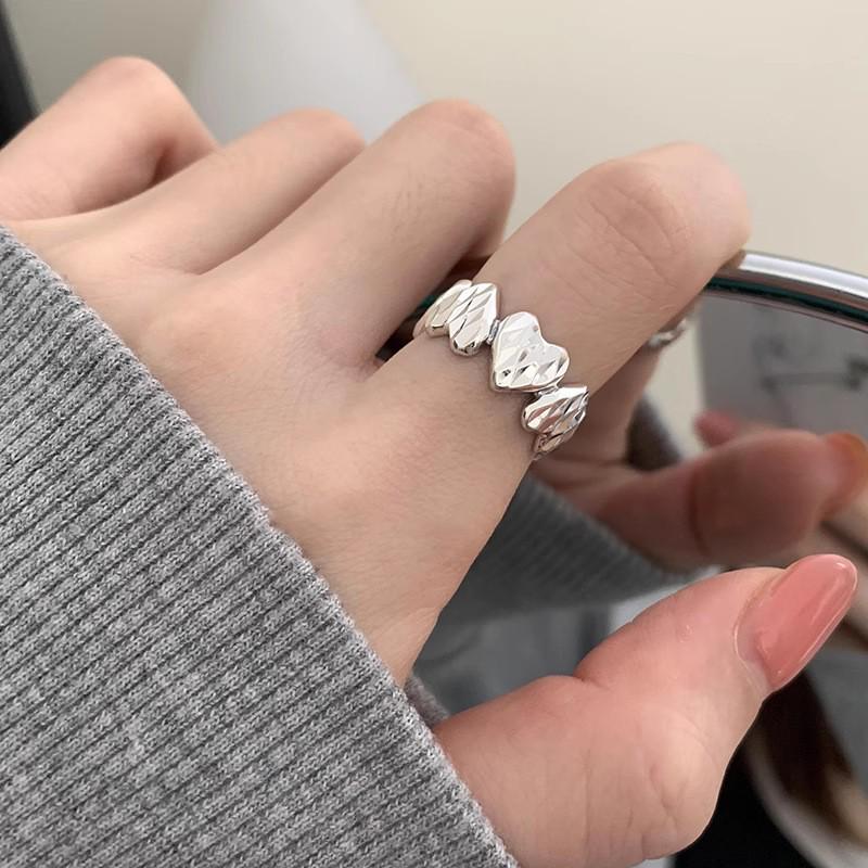 Корейское 3D кольцо в форме сердца: Женское ретро широкое кольцо, модное кольцо на палец с английской буквой, кольцо на указательный палец в стиле хип-хоп.